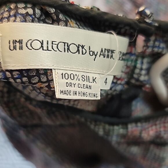 Vintage Umi Collections by Anne Grimm's long Sleeve multi colored top 100% Silk - Picture 8 of 9